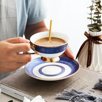 ins歐式金邊咖啡杯英式陶瓷咖啡杯碟套裝家用簡約下午茶花茶杯勺