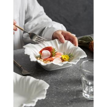盤子碗家用新款輕奢高級感陶瓷湯碗創意特別好看的白色水果沙拉碗