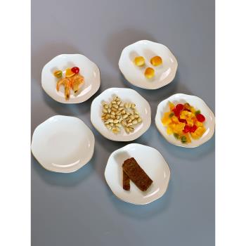 骨瓷餐具純白金邊花邊盤子菜盤家用陶瓷餐盤碟子深盤創意沙拉盤