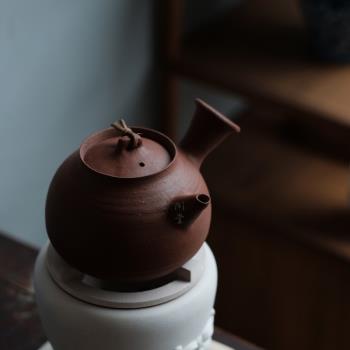 半齋 側把煮水壺煮茶器白泥涼爐景德鎮功夫茶具側把急須泡茶壺