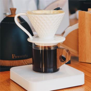 胡桃木把手 手沖咖啡杯280ml 透明高硼硅玻璃 日式單品美式咖啡杯