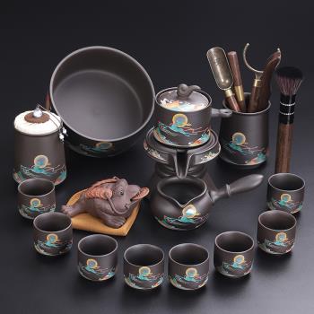 創意紫砂自動茶具套裝 家用整套懶人神器石磨自動茶具茶壺茶杯組