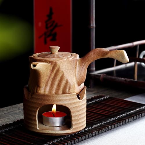 陶瓷泡茶壺家用客廳側把單壺中式復古溫茶爐帶底座急須壺商用溫茶