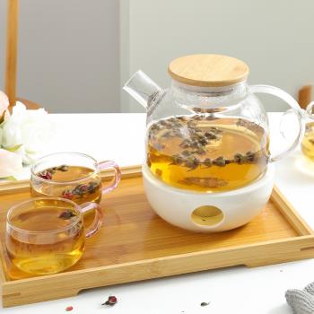 北歐耐熱玻璃蠟燭水果透明花茶壺