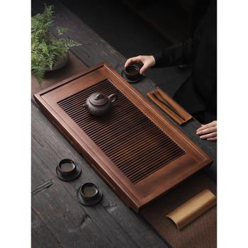 陶福氣 胡桃木茶盤 家用新款茶具干泡茶臺小型實木儲水式排水托盤