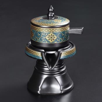 陶福氣石磨懶人自動琺瑯彩茶壺