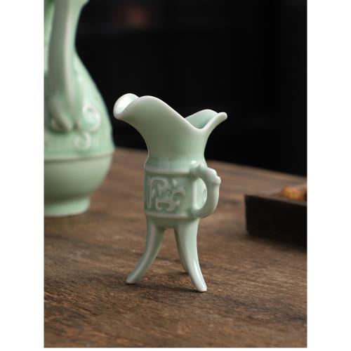 仿古代宮廷風三足爵杯高腳杯帝王杯白酒杯烈酒尊復古中式家用酒樽|酒杯