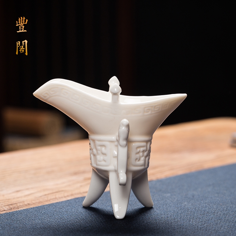 仿古代宮廷風三足爵杯高腳杯帝王杯白酒杯烈酒尊復古中式家用酒樽|酒杯