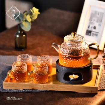 涵香茶壺泡茶家用茶具套裝玻璃耐高溫小壺水果蠟燭花茶壺