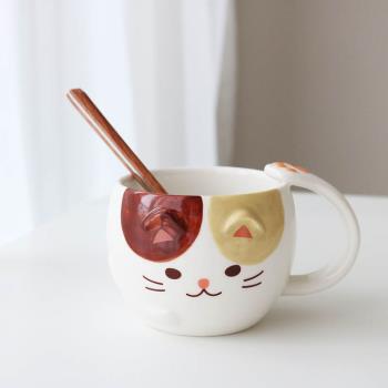 W1962出口日本可愛萌貓貓爪手柄立體三花貓咪馬克杯/咖啡杯/水杯