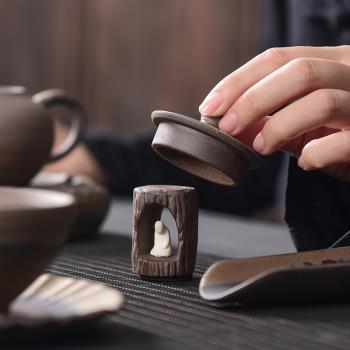 陶福氣中式禪意蓋托放置擺件茶壺