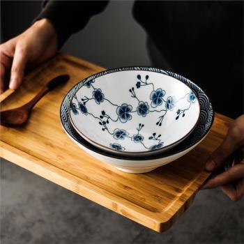 日式陶瓷創意斗笠碗復古手繪拉面碗大飯碗螺螄粉碗餐廳商用泡面碗