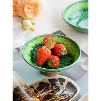 埃蘭迪爾日本進口漸變色綠琉璃高腳小缽冰裂紋日式醬料碟小菜盤