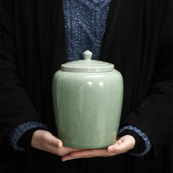 哥窯茶葉罐大號一斤裝陶瓷罐帶蓋家用防潮存茶罐大容量茶葉收納盒