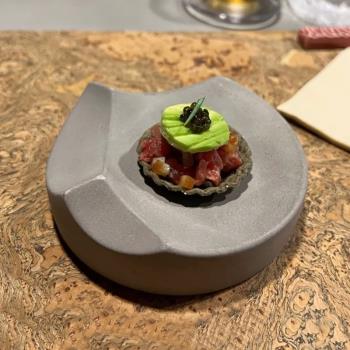 餐廳創意境菜法式西餐位上磨砂質感碟復古圓形分子料理點心托盤碟