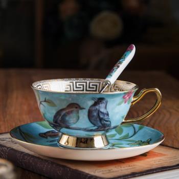 歐式骨瓷咖啡杯碟套裝家用描金邊英式陶瓷小精致花茶杯下午茶優雅
