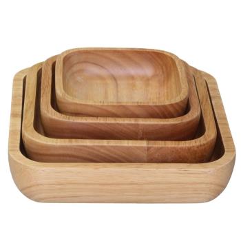 日式木盤方形木碗家用實木深盤蛋糕盤水果盤簡約點心盤零食盤子