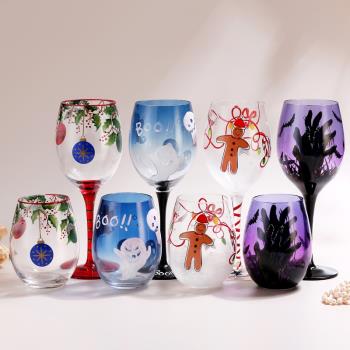 貝璃高腳杯葡萄酒杯紅酒杯水杯套裝創意玻璃杯水晶玻璃家用大容量