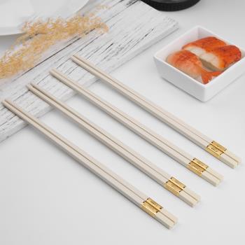 米白色合金筷子家用高檔酒店餐館商用加長公筷耐高溫可消毒10雙裝