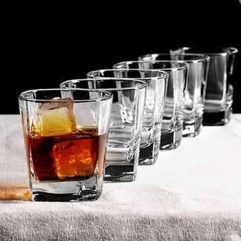 加厚威士忌酒杯 四方透明玻璃杯 啤酒杯 耐熱方口玻璃水杯 茶水杯