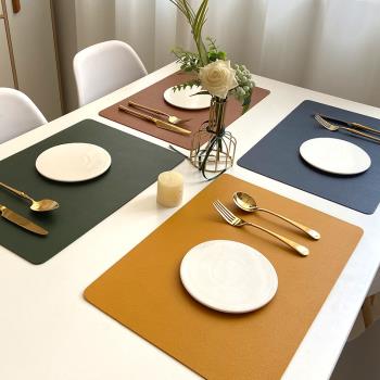 Nordic solid double-layer leather placemats heat-proof pads