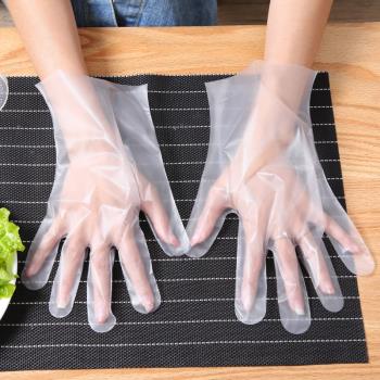 一次性手套食品級專用pe美發餐飲透明薄膜手套廚房加厚耐用抽取式