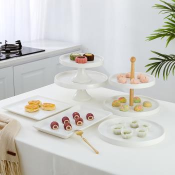 甜品臺婚禮擺件裝飾套裝歐式生日下午茶餐具點心蛋糕托盤展示架子