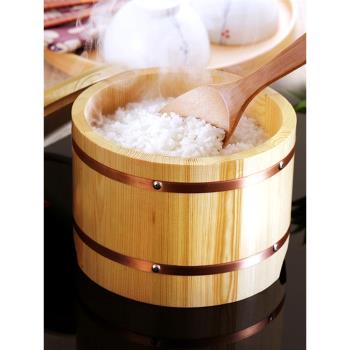 白木制壽司飯桶儲米桶裝米箱保溫飯桶壽司拌飯桶飯盆木制帶蓋飯桶