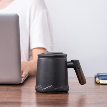 陶瓷茶水分離個人專用泡茶杯子男士辦公室水杯過濾高檔帶蓋茶道杯