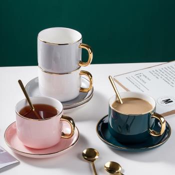 啡憶咖啡杯歐式小奢華家用陶瓷咖啡杯ins風簡約小精致馬克杯碟勺