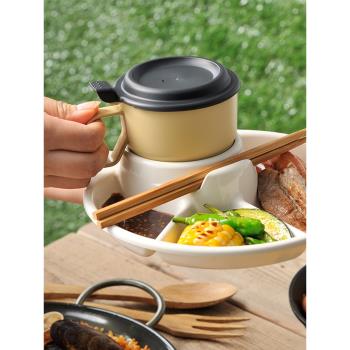 日本進口塑料帶蓋野餐燒烤飲料杯子簡約辦公室情侶早餐牛奶隨手杯