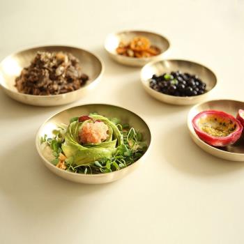 韓國傳統有機黃銅餐盤3件套皇室銅質盤子銅餐具點心盤西餐盤韓劇