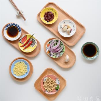 [夢田良品]日式櫸木托盤/原木長方圓形方形橢圓茶點盤零食面包盤