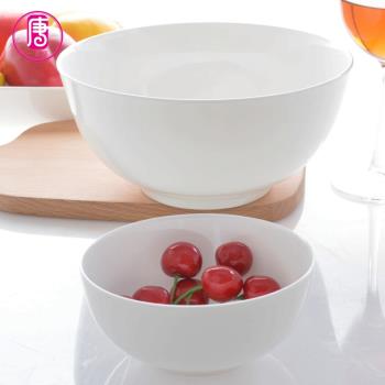 純白色骨瓷飯碗面碗湯碗4.5寸 6寸 8寸 家用陶瓷碗 湯盆可微波