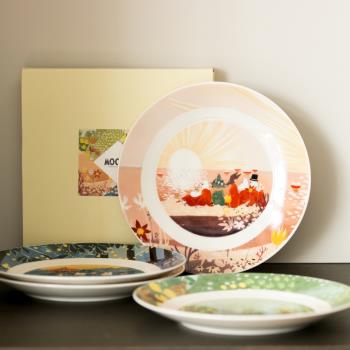 Lewu日本制姆明Moomin盤子可愛卡通進口家用陶瓷點心盤餐盤圓平盤