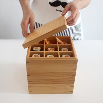 日式便當盒木 壽司盒子 家用分層分格飯盒餐盒便當盒 點心盒子木