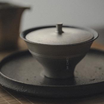 藝人手作 侘寂銀彩陶瓷蓋碗 日式一人飲茶道復古大號泡瓶 凹凸集