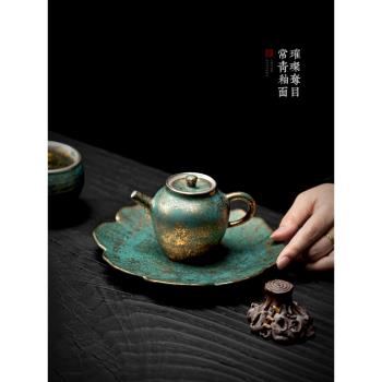 陶福氣 手作高階茶盞把玩金銀錯茶壺 家用隨手禮陶瓷壺泡茶壺單壺