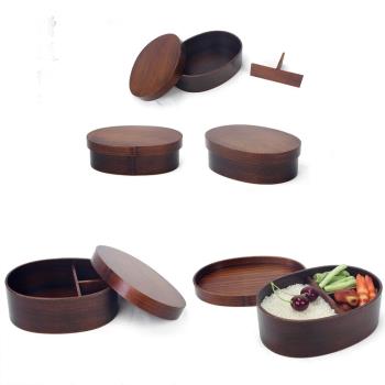 創意單層飯盒木便當盒木質日式飯盒學生飯盒保溫盒壽司盒實木飯盒