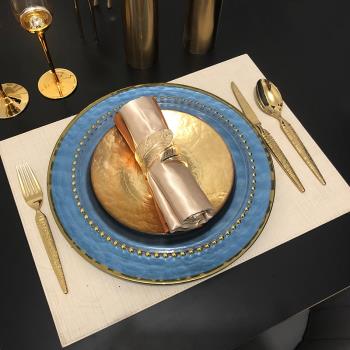輕奢歐式擺臺餐具套裝樣板房展廳會所展示盤碟西餐餐盤刀叉勺組合