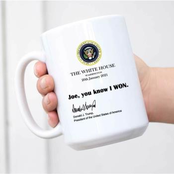 美式大容量白宮陶瓷咖啡馬克杯子茶水生日禮物Joe You Know I Won