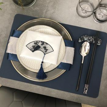 復古新中式樣板房間餐具套裝高檔私人會所用中式餐具餐廳擺臺餐盤