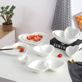 創意網紅北歐陶瓷愛心盤 早餐家用碗碟盤 蛋糕點心盤子少女心餐具