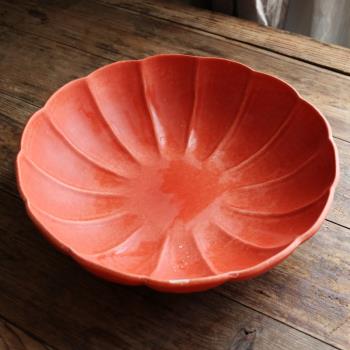 W1962外貿餐具啞光陶瓷南瓜造型橘色南瓜大盤湯盤酸菜魚盤烤雞盤
