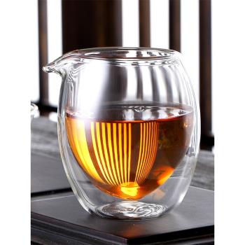 財盛窯耐熱加厚雙層玻璃公道杯創意分茶器隔熱防燙手茶具公杯茶海