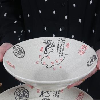 中式復古陶瓷大碗單個吃飯碗麵碗湯碗創意商用麻辣燙碗大號斗笠碗