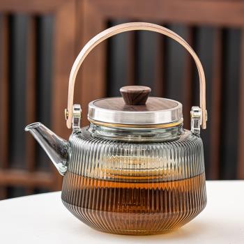 琨德玻璃蒸煮茶壺耐高溫燒水壺白茶煮茶器電陶爐室內圍爐烤茶套裝