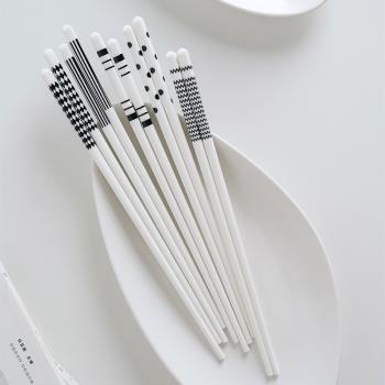 回饋款ins赫本風家用筷子套裝高顏值耐高溫防霉陶瓷分餐筷子禮物