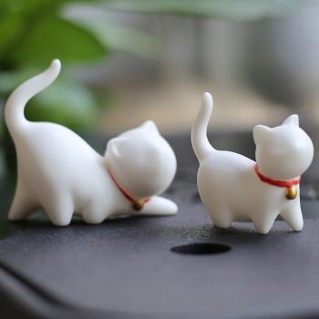 白瓷桌面擺件陶瓷創意茶寵可愛手工招財小貓咪裝飾教師節生日禮物