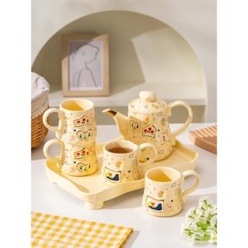 2023新款高顏值英式下午茶茶具花茶壺套裝家用茶杯耐高溫茶壺泡茶